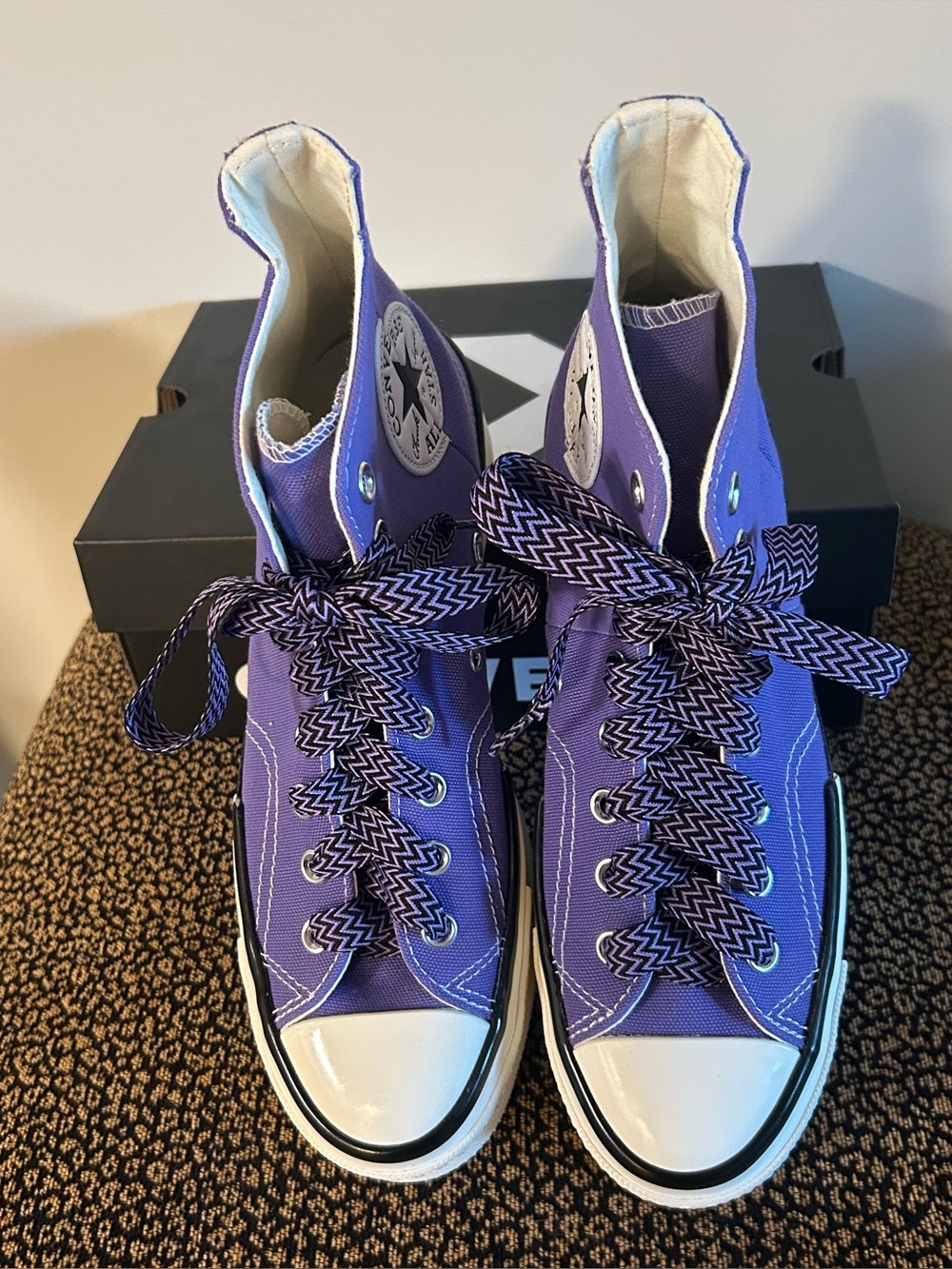 NEW Purple Converse Chuck 70 Plus High Top Platform with Bonus Zigzag Laces